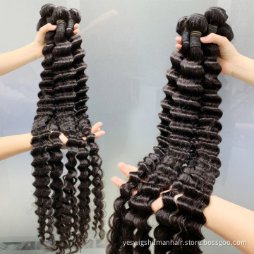 Deep Wave Raw Indian Cuticle Aligned Virgin Human Hair Bundle Cheap Wholesale Natural Human Hair Extension Hair Product Vendor